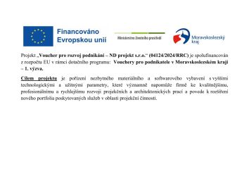 Projekt „Voucher pro rozvoj podnikání – ND projekt s.r.o.“